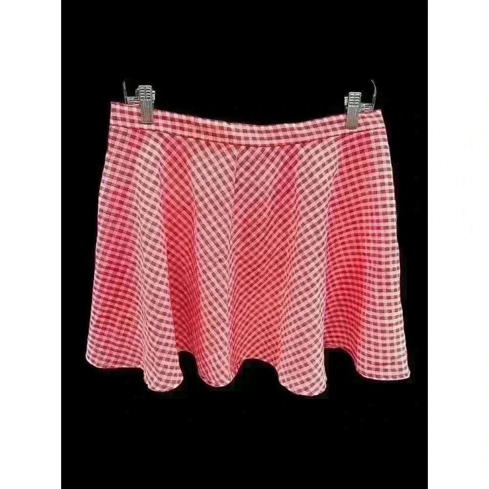 Urban Outfitters Pink Check Gingham "Angie" Circle Skirt‎ Size L Large